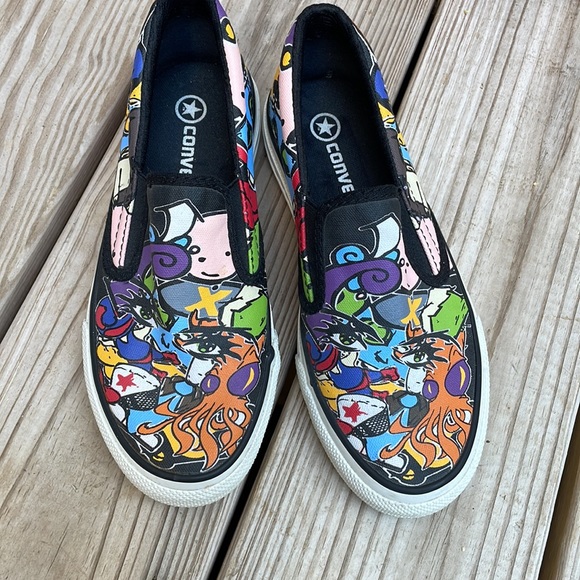 Converse Comic Graffiti Cartoon Graphic Slip On Shoes/Sneakers Size M4/W5.5 - Picture 6 of 12